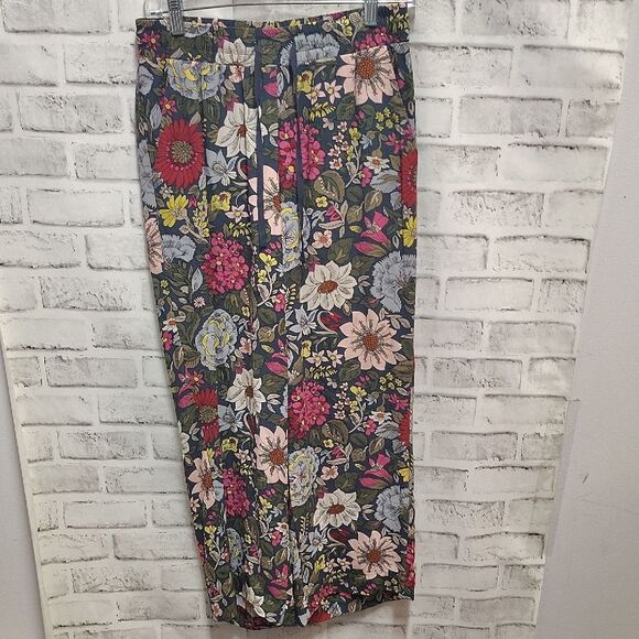 LOFT Pink and Red Pleated Maxi Pencil Jumpsuit - Picture 1 of 3